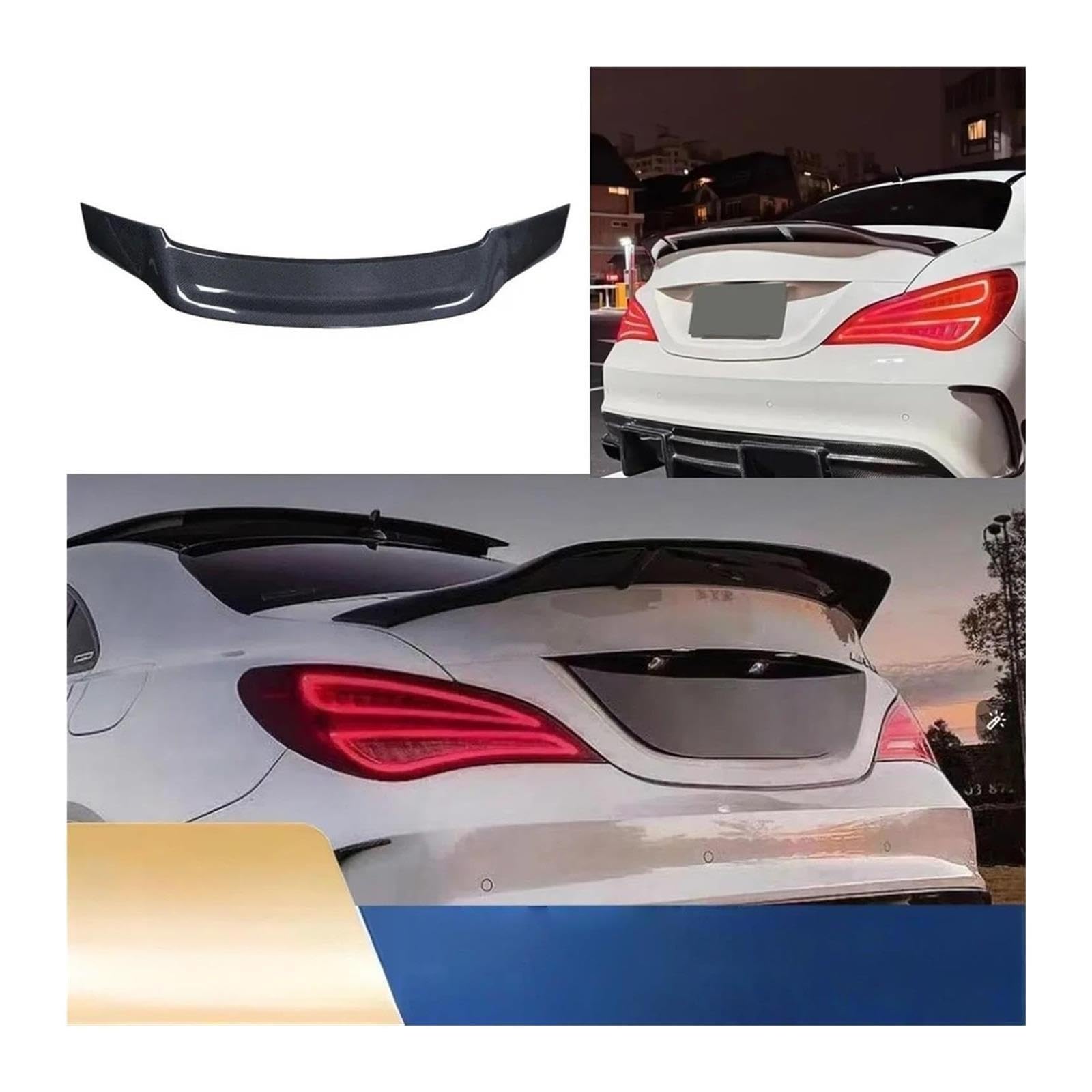 Kompatybilny z Mercedes Benz CLA klasa W117 CLA 45 180 200 250 260 AMG 2013-2019 tylne skrzydło spoilera dyfuzor skrzydła akcesoria samochodowe(2013-19 Carbon Look)