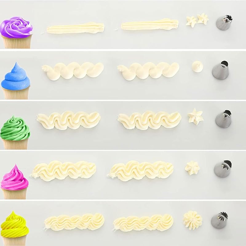 TAKUZA Professzionális Cukrász Szett 6 Részes Rozsdamentes Csatornázó Fúvóka Torta Sütemény Cupcake - Silver