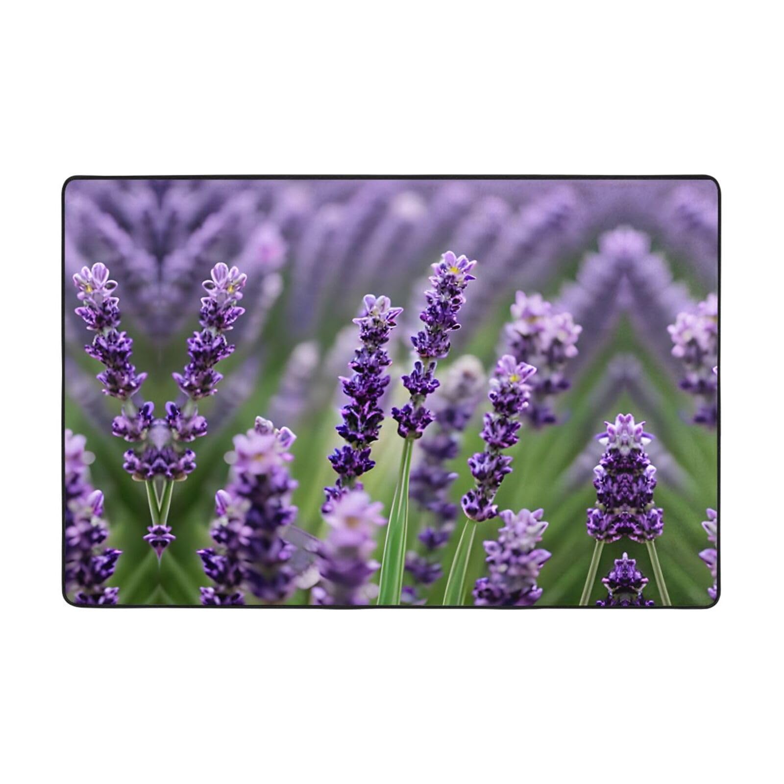 Tapis de salon imprimé lavande violette grand format et doux