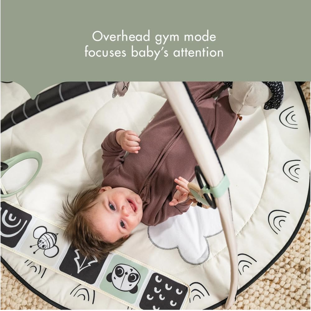 Tiny Love Classic Gymini, 2-in-1 musikalische Baby-Spielmatte, ab 0 Monaten, Baby-Spielbogen, 20 Aktivitäten, interaktives Musikspielzeug, verstellbare Bögen, Black & White Décor