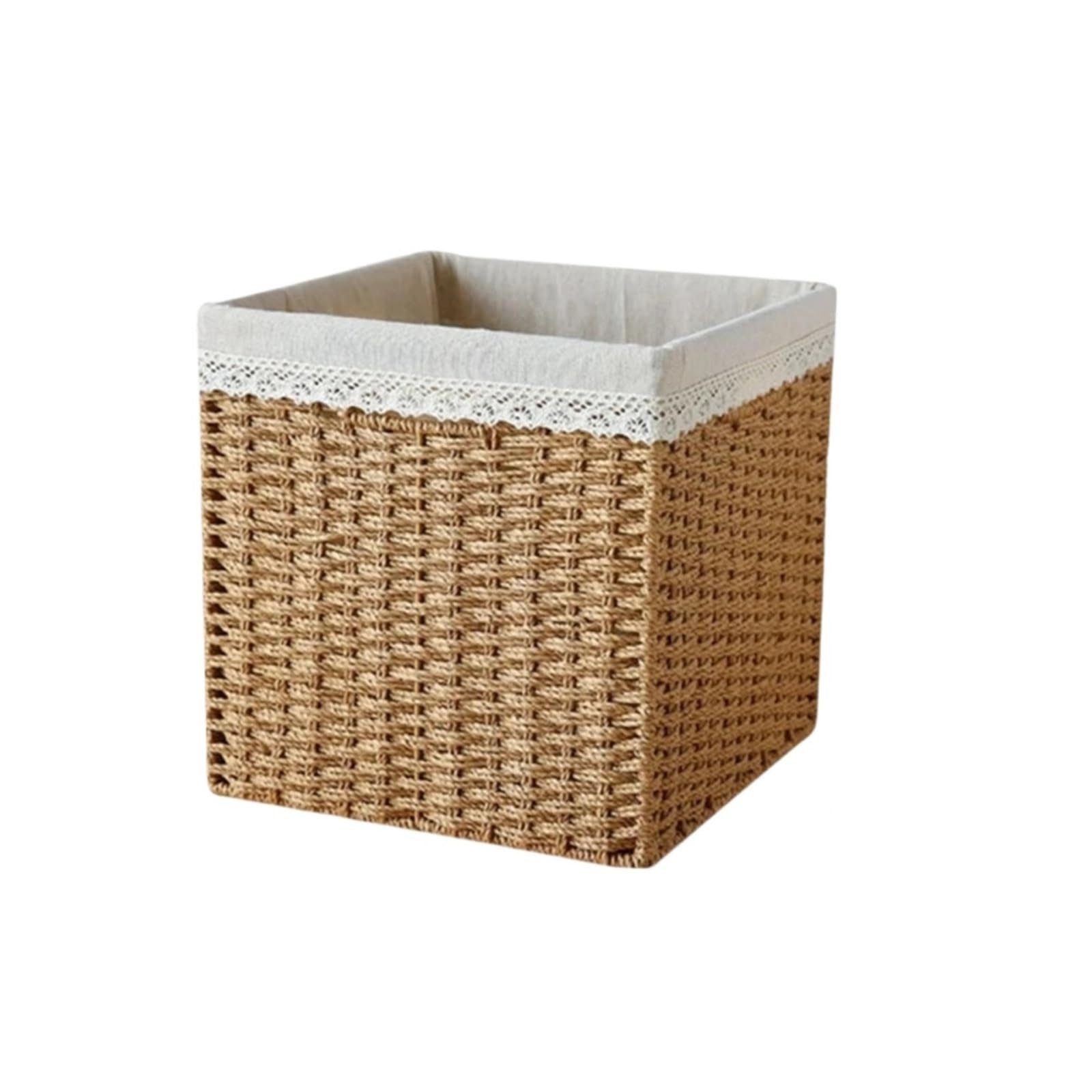 Picnic Basket Seaweed Wicker Sundries Toy Organizer Clothes Closet Dirty Storage Folding Rattan For Storage(M)