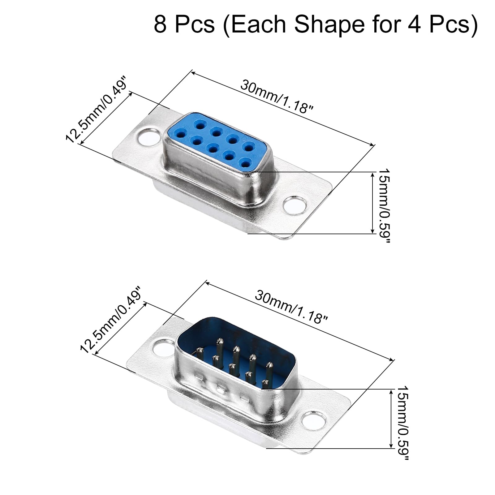 MECCANIXITY DB9 Solder Connectors,DB25 Solder Connectors Male Female Socket 9-pin 2-Row Male Female Serial Port Terminal Breakout for Mechanical Equipment CNC Computers Pack of 8