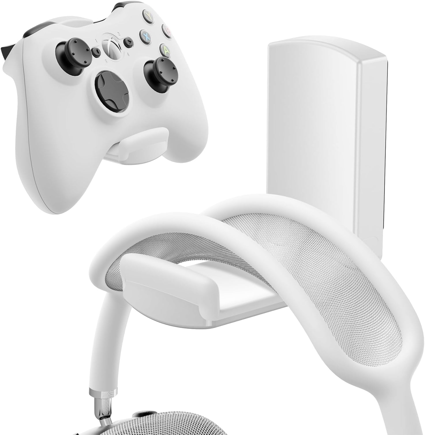 Headphone Stand Controller Holder - EURPMASK Upgraded Adhesive Gaming Headset Stand,Foldable Headphone Holder for Desk w/Soft Rubber Pads,Versatile Gaming Accessory Controller Headset Hook Mount,WhiteClimatePartner certified