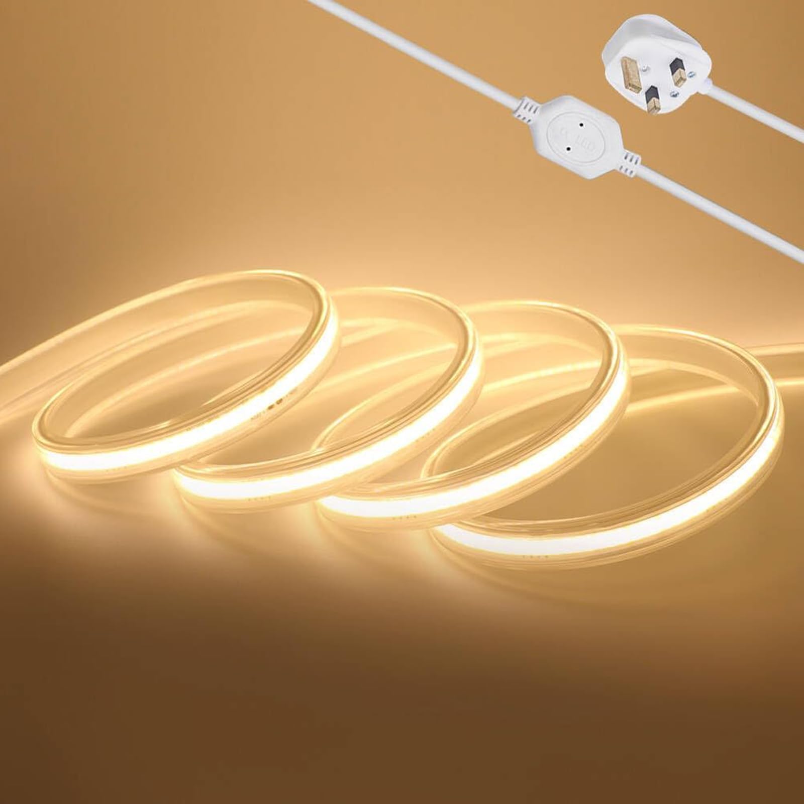 KISUFU Flexible LED Light Strip,360 LEDs/m IP65 Waterproof COB Light Strip,AC 220V LED High Voltage Rope Light,50CM Cuttable,Super Bright for Indoor and Outdoor Lighting Camping,Balcony