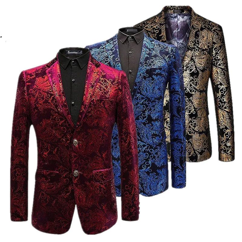 Men's Floral Jackets Stage Suit Jacket Elegant Wedding Mens Blazer2