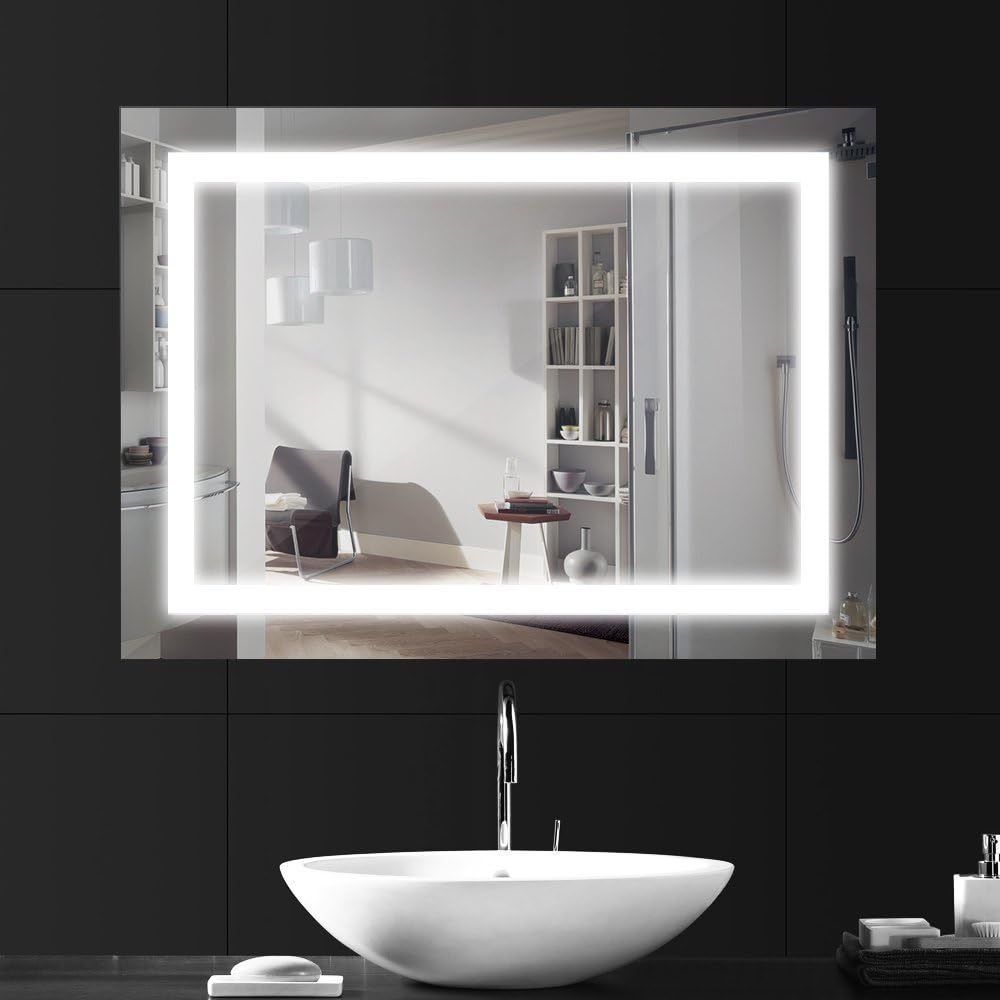 ANSCHE 800 * 600mm LED Illuminated Bathroom Mirror Light, Make Up Dressing Wall Mounted Bedroom Explosion-proof Vanity Large Light Up Mirror with Lights Integrated Rectangular (4000k Netural White)