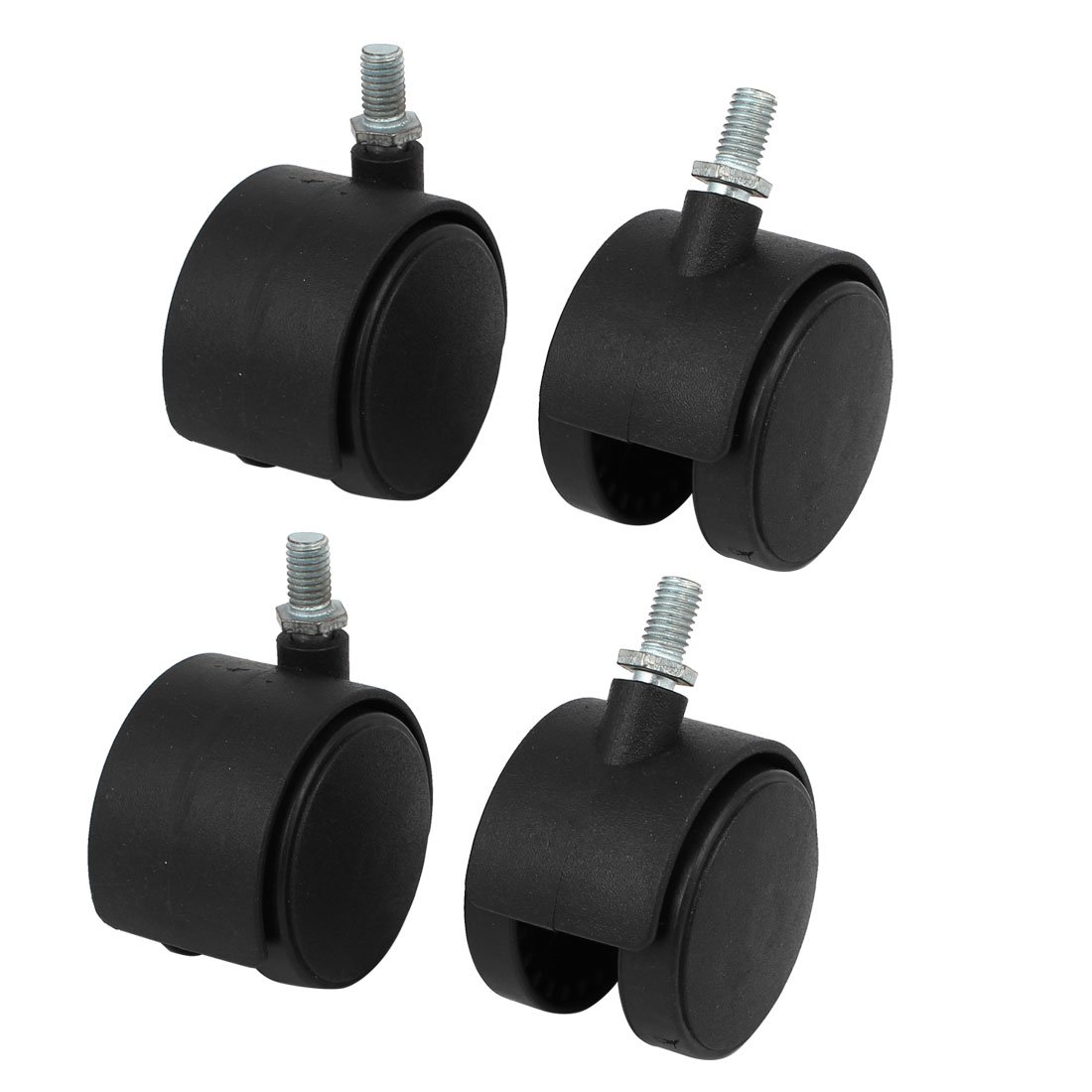 Lot de 4 roulettes pivotantes Doubles à Tige filetée de 7,5 mm - roulettes Robustes pour Meubles et équipements - Roulement Fluide et Installation Facile - Noir - Installation Facile