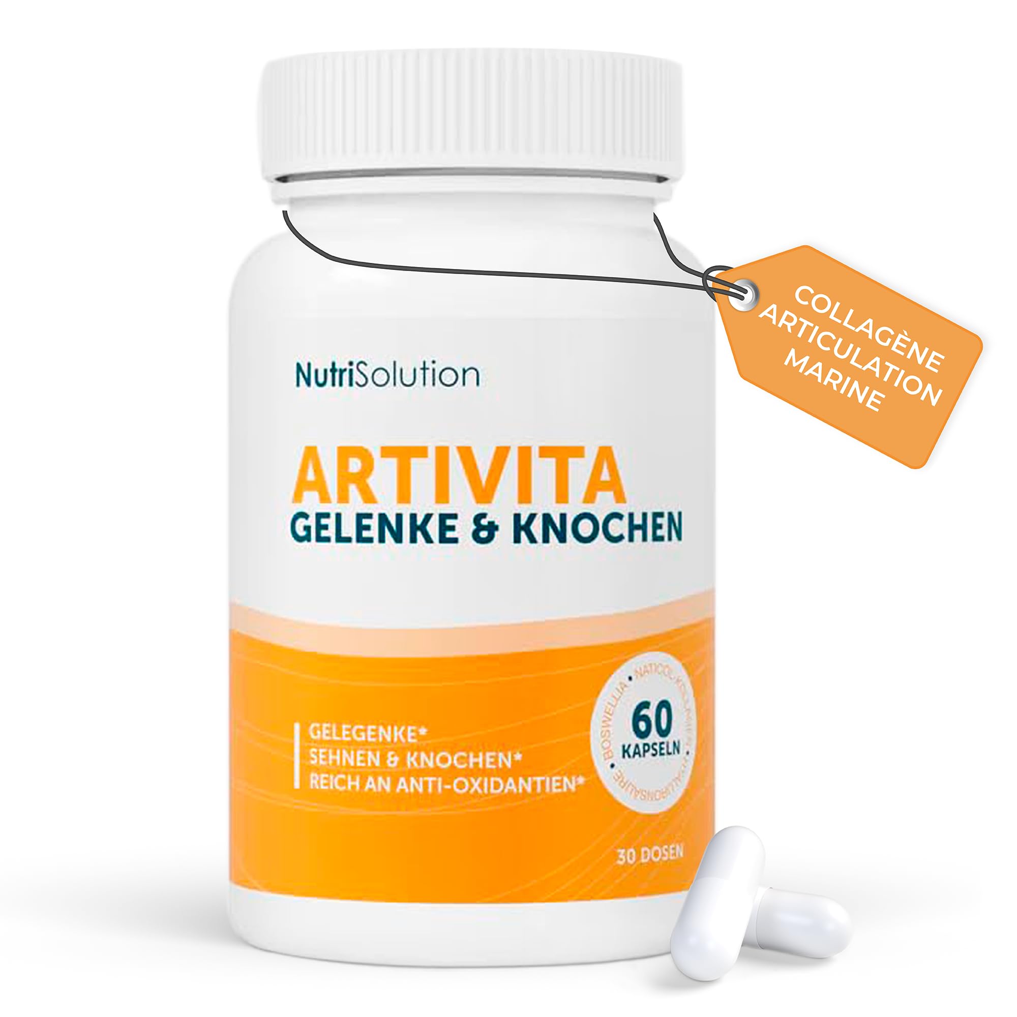 NutriSolution Artivita Soutien Articulaire – Formule Avancée au Collagène Marin, Acide Hyaluronique & Curcuma