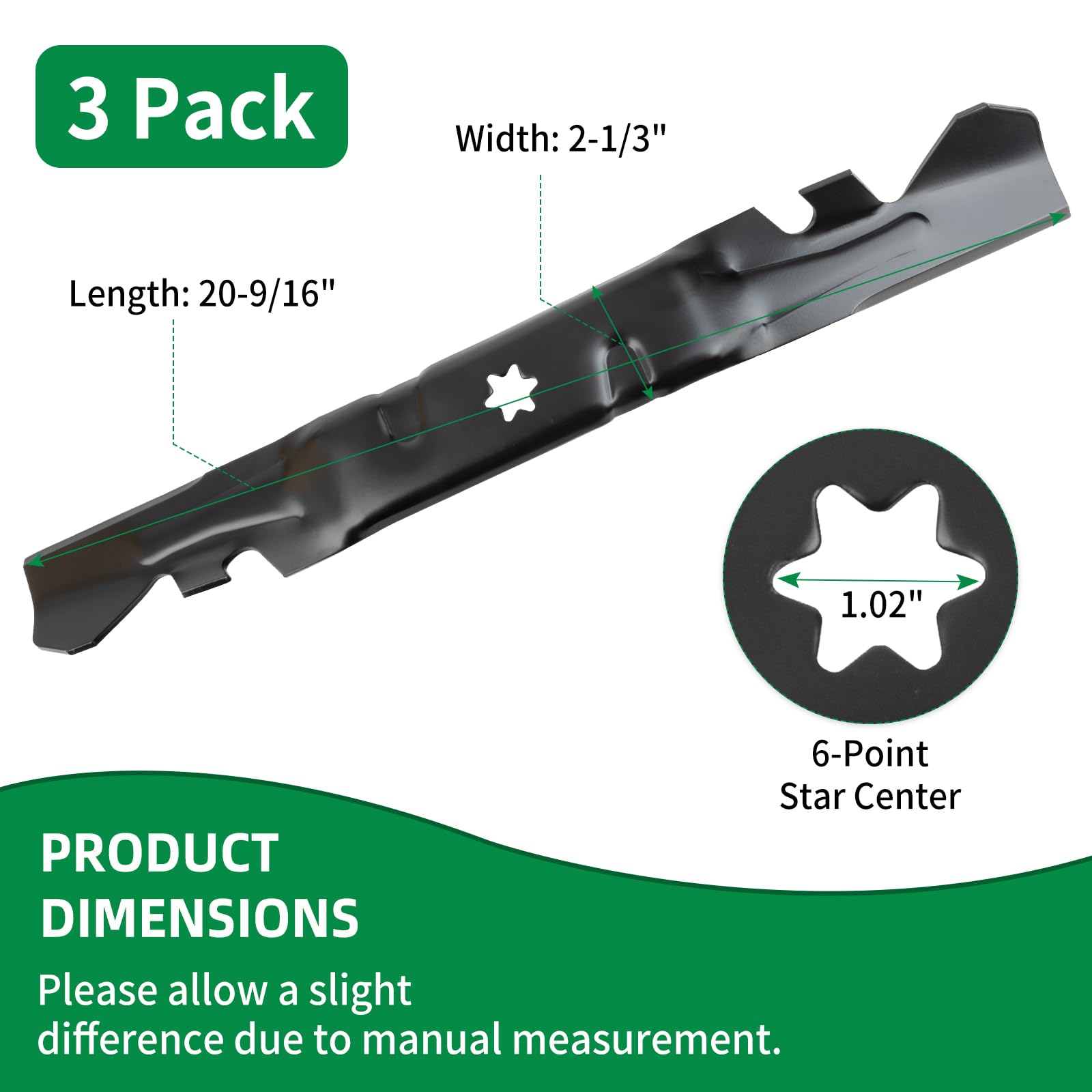 490-110-C188 - Cuchilla dentada para cortacésped compatible con Cub Cad et cubierta de corte de 60 pulgadas, hoja resistente 742-05620 compatible con cortacéspedes Cad ZT2-60, ZT3-60, ZTS2-60