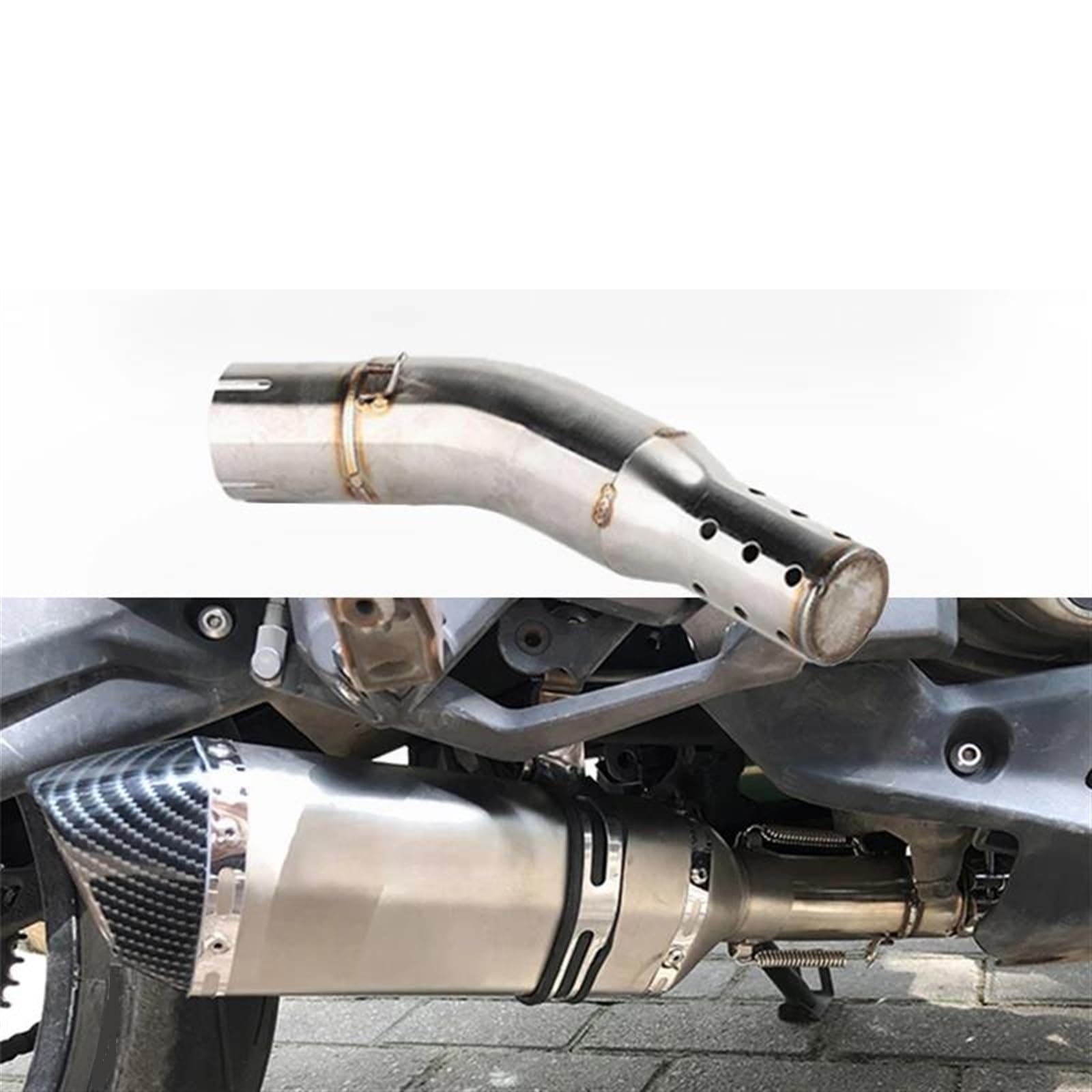 SPANN Escape Moto para CFMOTO para NK400 para NK650 para NK 400 650 silenciador Modificado Moto Tubo de conexión Medio de Escape para Motocicleta Slip On Moto Silenciador