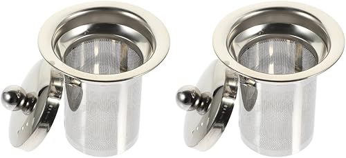 Hemoton 2 piezas de colador de té con tapas infusor de té de acero inoxidable filtros de té de repuesto de tetera de metal colador de malla
