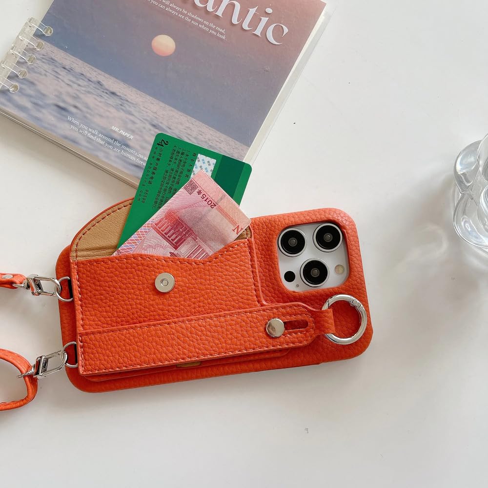 Pasek na nadgarstek, smycz na ramię, etui na iPhone'a 13 12 Mini 16 15 14 11 Pro XS Max X XR 7 8 Plus, etui na karty, portfel, skórzane etui, kolor nieba, do iPhone'a 13Pro Max