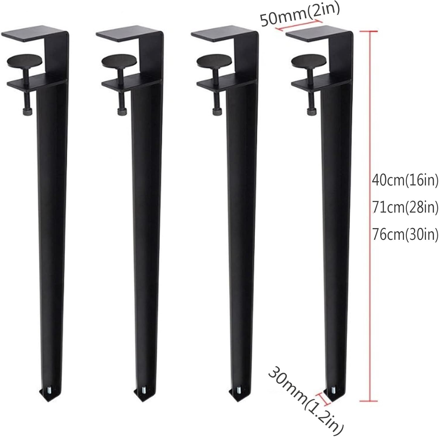 4pcs Metal Table Clamp Legs,Adjustable Coffee Table Legs,F-Shape Dining Desk Foot,Iron Workbench Support Legs,DIY Bar Legs,No Punching Design,with Adjustable Feet (40cm(16in),White)