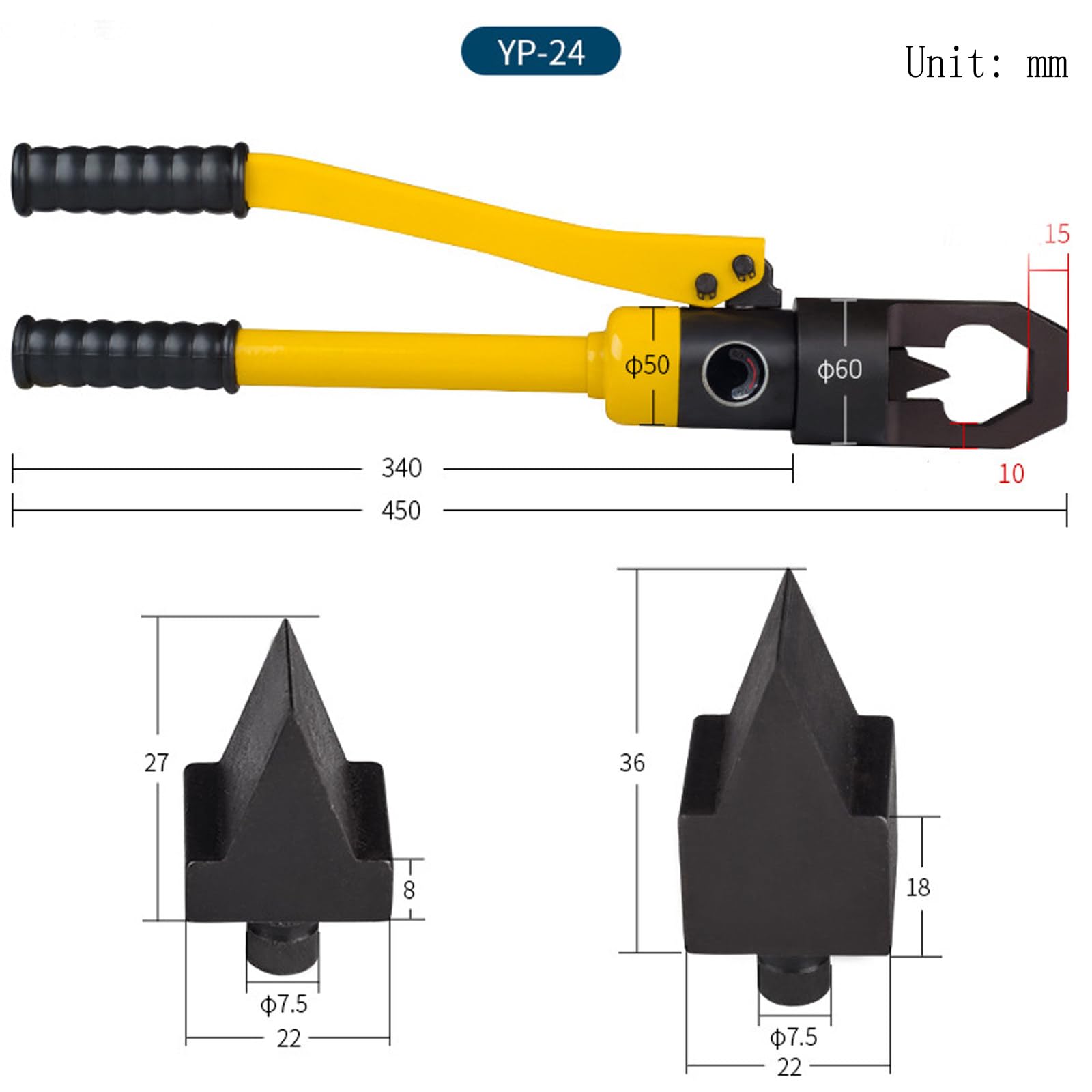 Hydrauliczne narzędzie do rozdzielania śrub, ręczny frez do nakrętek 10T, do usuwania zardzewiałych, złamanych nakrętek, przenośny młot hydrauliczny do szybkiego usuwania i naprawy nakrętek