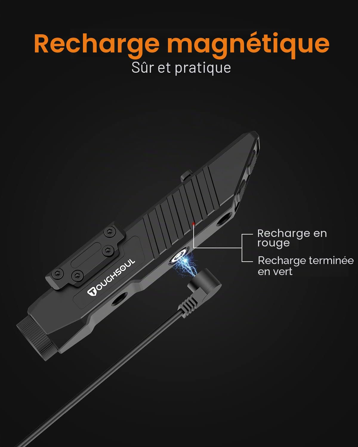 Lampe torche tactique TOUGHSOUL 1 450 lumens, montage sur rail Picatinny MLOK, avec fonction stroboscopique momentanée, lampe torche pour fusil (Picatinny + Mlok)