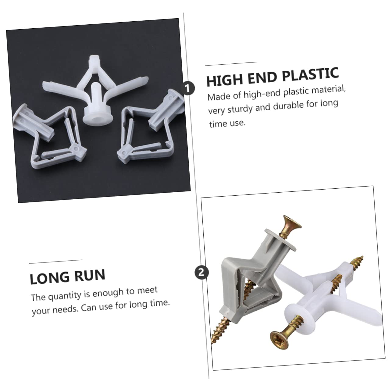 Garneck 250pcs M8x38 Plastic Aircraft Type Bulge Tube Plasterboard Fixing Accessories