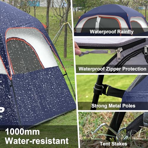 Image of CAMPROS CP Upgraded 6 /8 Person Camping Tents, Waterproof Windproof Family Tent with Larger Mesh Windows & Door, Double Layer, Easy Set Up, All-Season Dome Tent with Top Rainfly & Carry Bag