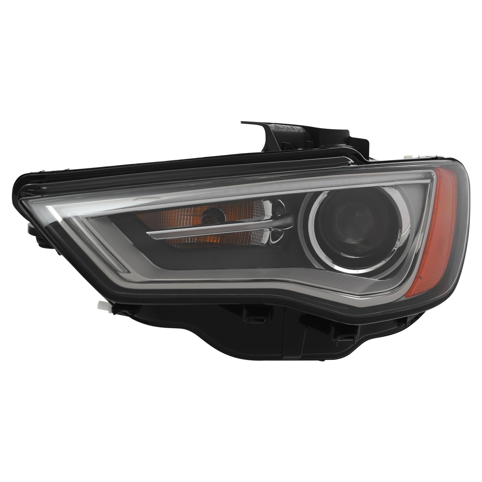 Front Headlight Assembly Only for 2015-2016Audi A3/S3/Quattro HID w/O AFS Model, Left Driver Side Replacement Headlamp Chrome Housing w/DRL, Head Lamp Clear Lens