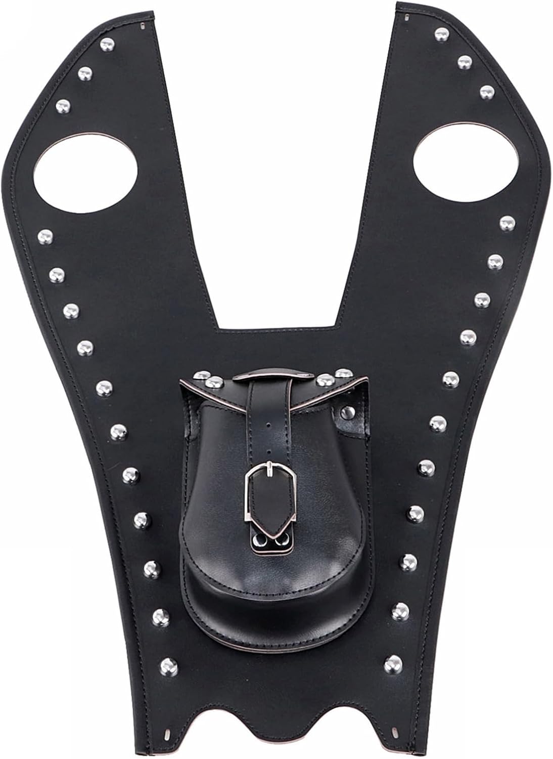 Black PU Rivet Fuel Gas Tank Panel Cover Pad Bib With Pouch For Heritage Softail FLST Springer FLSTN FLSTF LO Fatboy