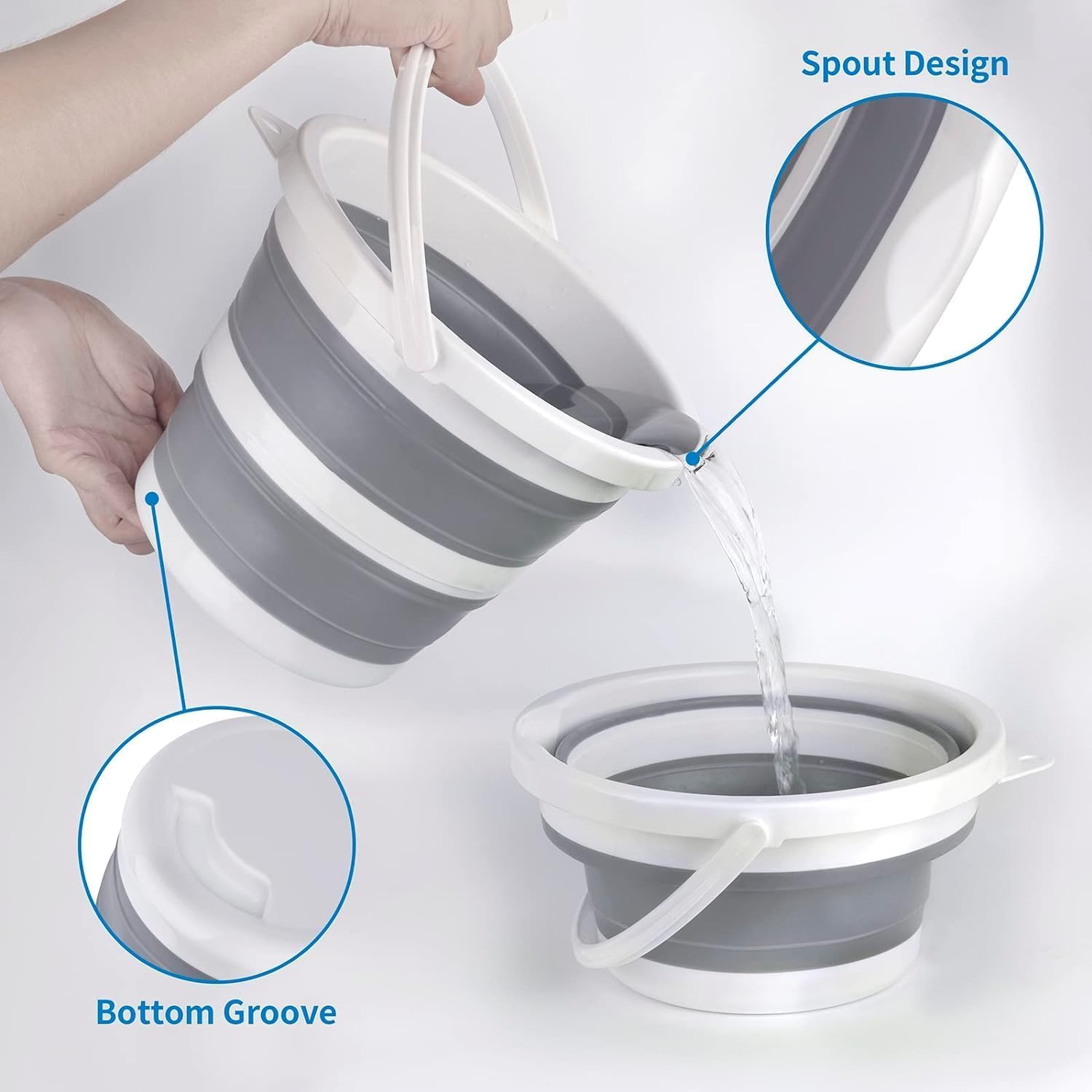 Buyntry Collapsible Bucket Folding Gallon Cleaning Mop Bucket Foldable Portable Small Plastic Water Supplies for Outdoor Garden Camping Fishing Car Wash Space Saving (10 L) 1