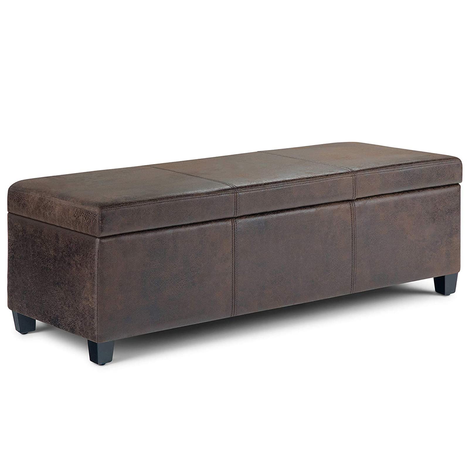 LMMIAOZ Rustic Modern Upholstered Leather Storage Wood Tufted Foot Rest Stool Lift Top Coffee Table 24x16x17inches for Livingroom Bedroom