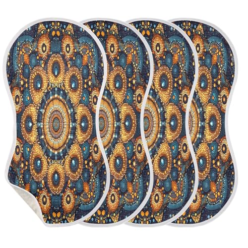 Mandala Burp Cloths Cotton Baby Washcloths,Large 22x11in Burping Cloth Absorbent and Soft for Newborn Baby Boys and Girls,2 Pack3