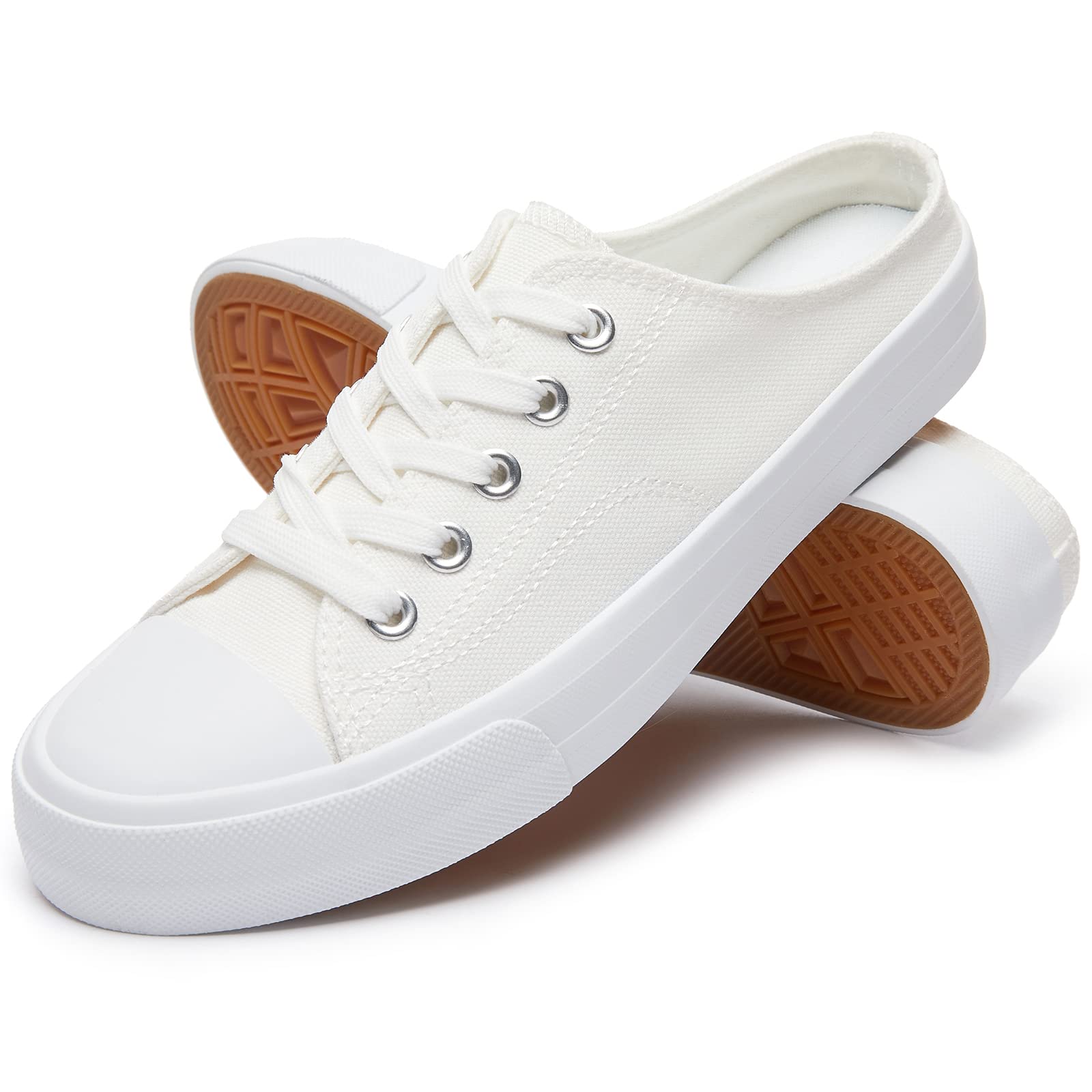 Womens Sneakers Slip On Canvas Shoes Casual Loafers Mules Backless - Main Image