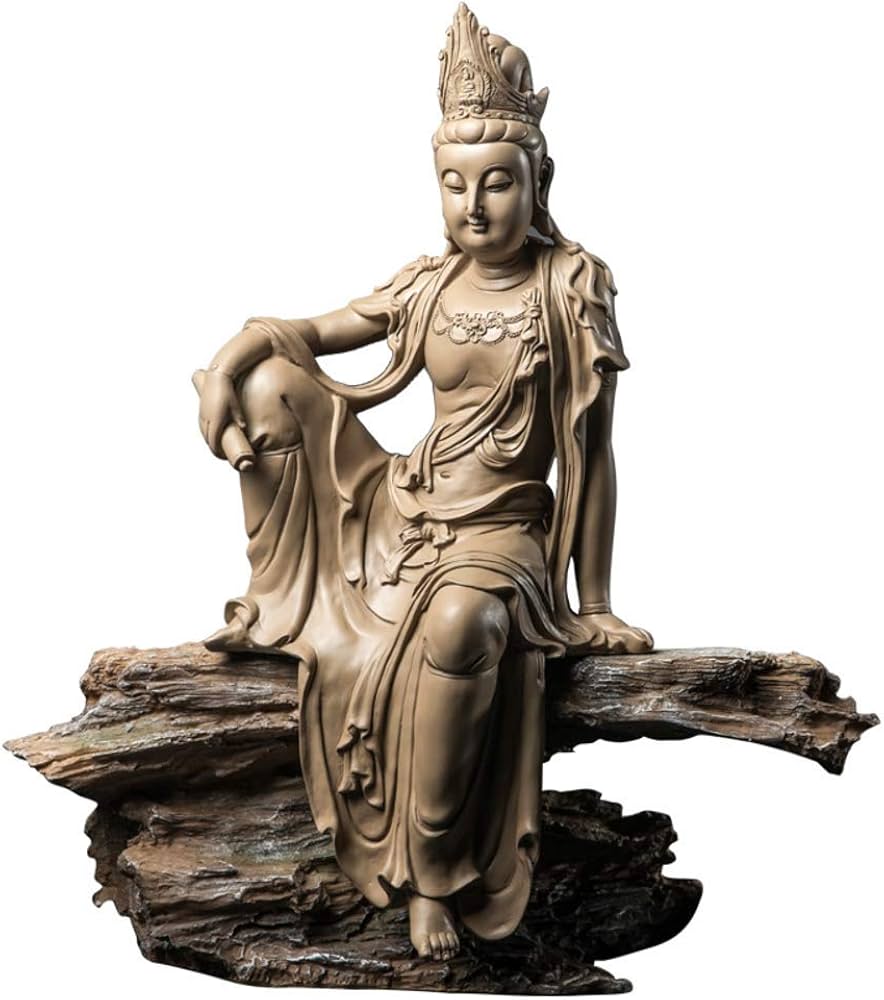 Amazon|ロイヤルイーズポーズの禅水と月観音像、慈悲の彫刻の観音女神 Amazon|ロイヤルイーズポーズの禅水と月観音像、慈悲の彫刻の観音女神