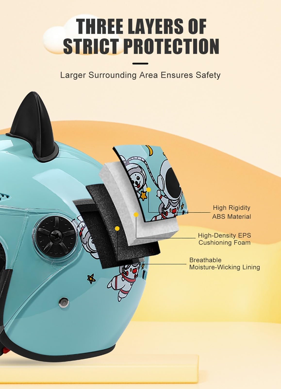 Casques De Moto pour Enfants, Demi-Casque pour Enfants avec Pare-Soleil HD, Casque De Moto, Scooter, Cyclomoteur, Motocross pour Garçons Et Filles Âgés De 3 À 15 Ans G,54-59cm