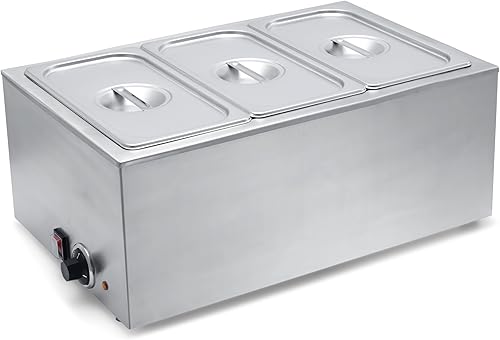 Miniatura 12 de SYBO Mesa de vapor de acero inoxidable de grado comercial Bain Marie Buffet Calentador de alimentos para catering y restaurantes, bueno