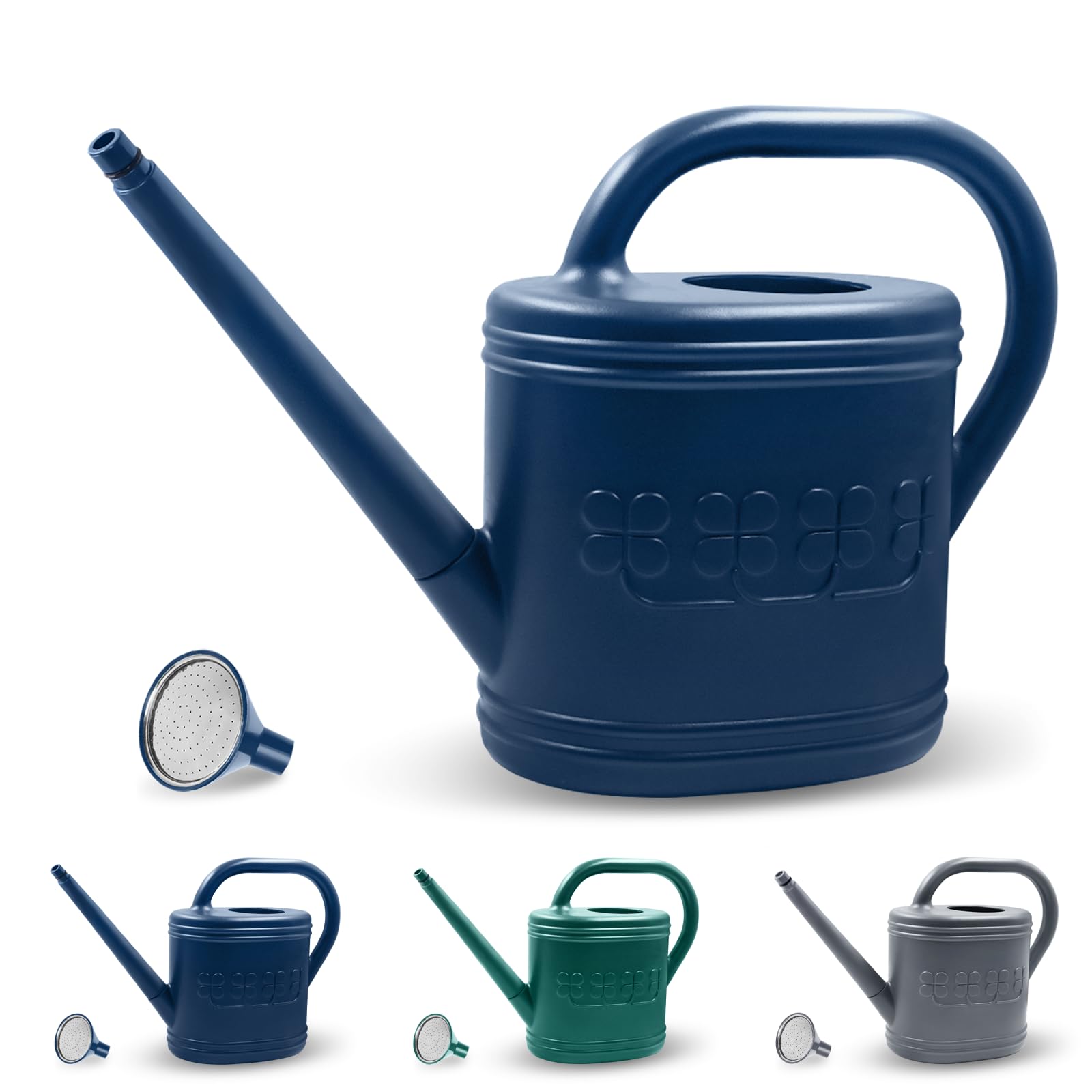2 Gallon Watering Can, Outdoor Watering Can for Plants, Garden Water Can with Removable Long Spout and Stainless Steel Sprinkler Head, Large Water Can for Greenhouse (Dark Blue, 2 Gallon)