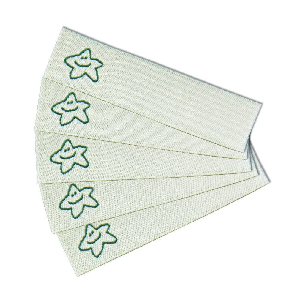 Etichette in tessuto per etichettare "Star", quantità 200 pezzi/36,00 €, combinazioni di colori crema - verde