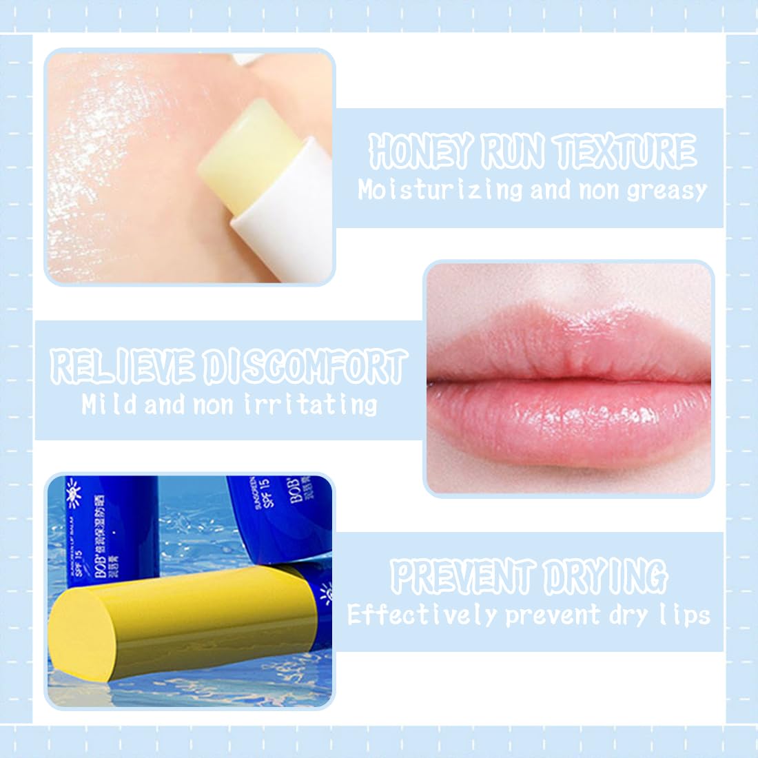 Protector Solar Labial SPF 15, Protector solar labial, Bálsamo Fotoprotector UVA/UVB | Hidratación 24h & Efecto Volumen Natural | Con Manteca de Karité | Para Labios y | Resistente al Agua.