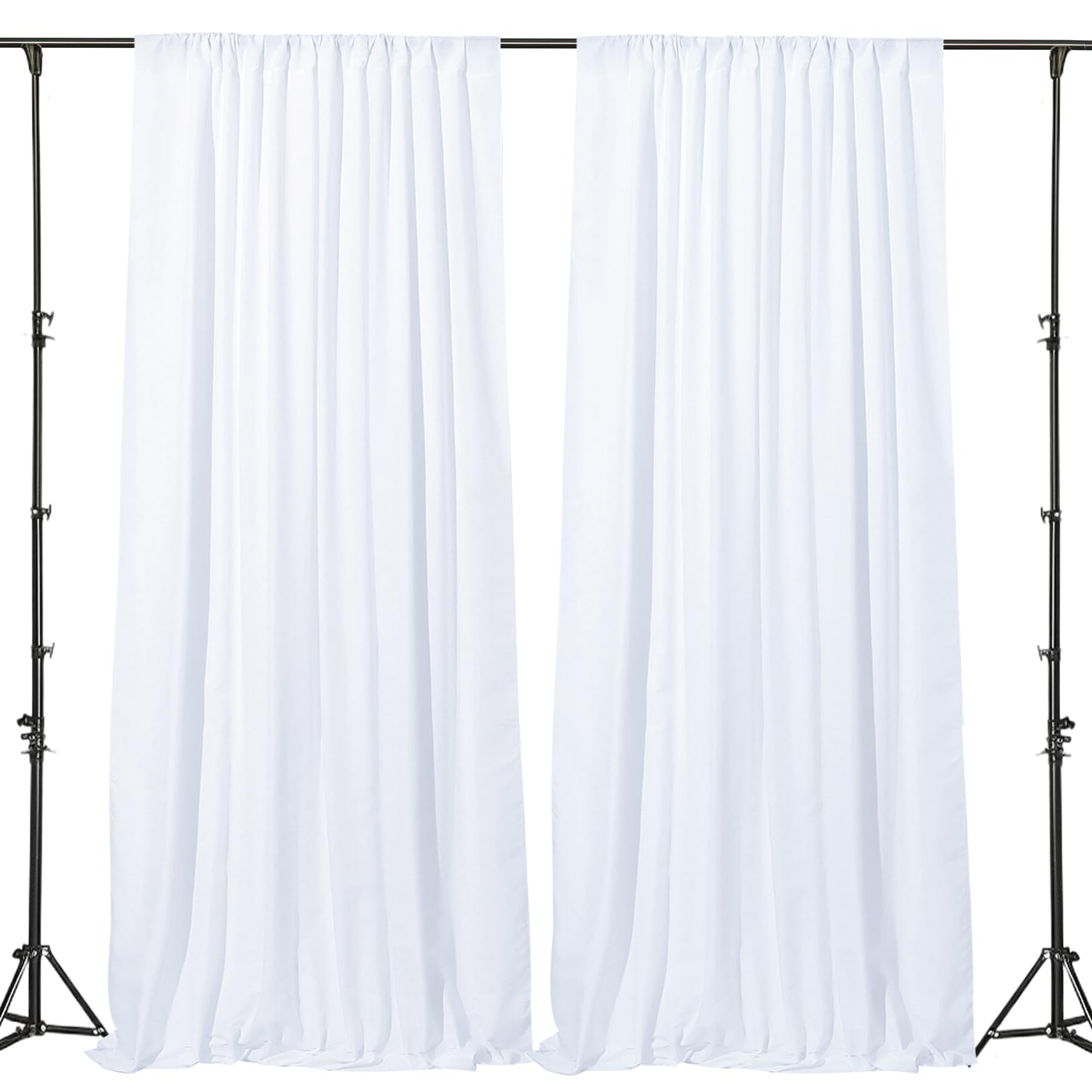 Gallety 10 FT x 10 FT White Backdrop Curtain - Polyester Backdrop Curtain Panels with 4 Inch Rod Pockets - Wedding Ceremony Party Home Window Decoration