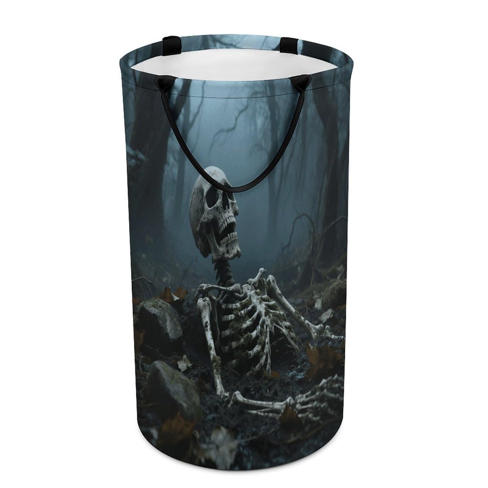 Skull Skeleton Laundry Basket with Handles Large Collapsible Laundry Bag Freestanding Waterproof Clothes Hamper Decor Storage of Dirty Clothe for Family Bathroom 86L