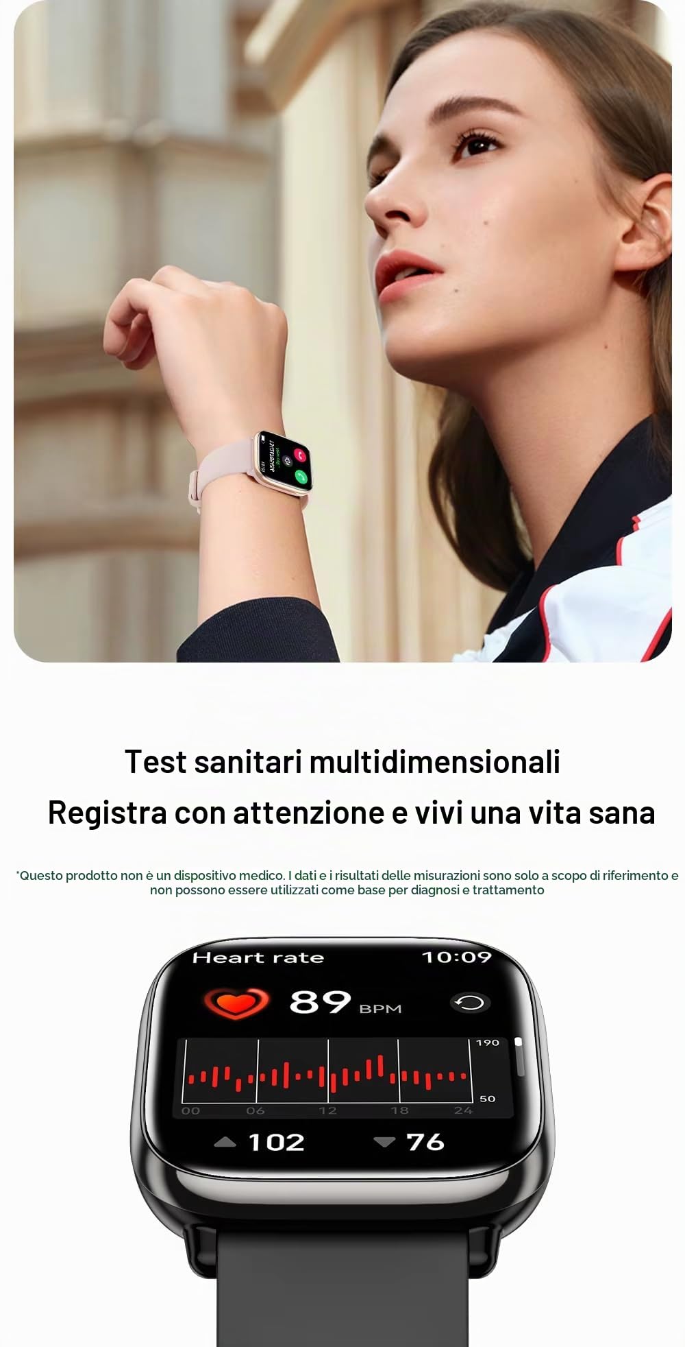 SUPEROFFERTA SCORTE FINALI 2026 novità Smartwatch Orologio intelligente AMOLED Chiamate Fitness Tracker Unisex Monitoraggio Frequenza cardiaca Saturimetro Pressione sanguigna (Nero)