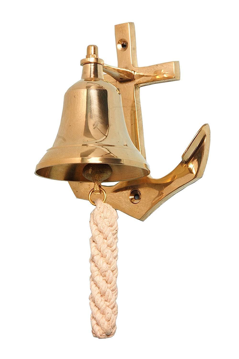 Antique Brass Door Bell with Ship Anchor Wall Hanging Designer Brass Bell | Large Size | Solid Brass Ship Wheel Wall Bell (B09XDWD6JZ) Amazon Price History, Amazon Price Tracker