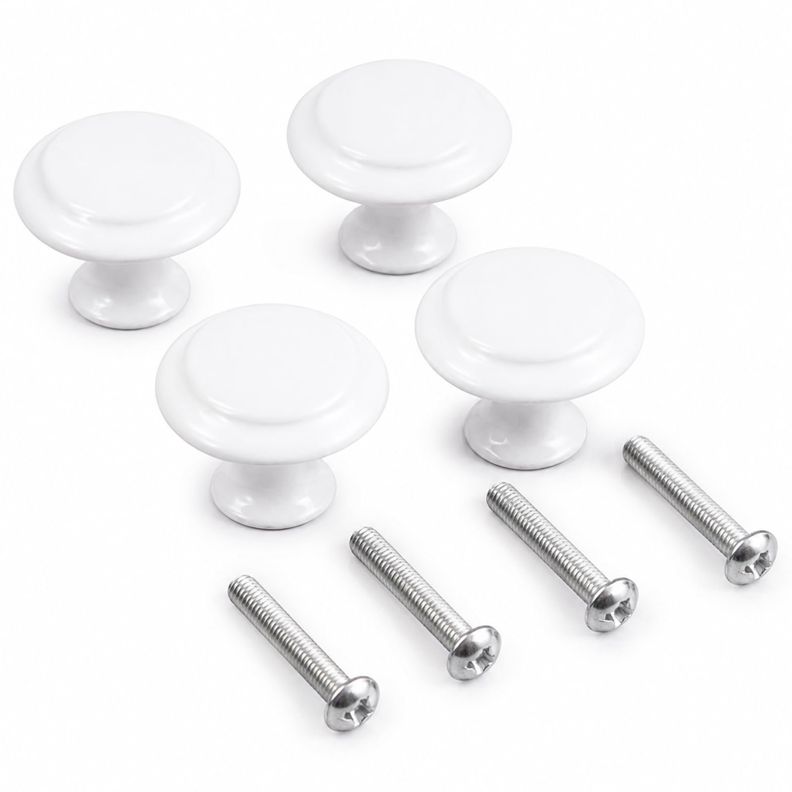 Ezranova 4pcs White Door Knobs for Interior Doors Cupboards