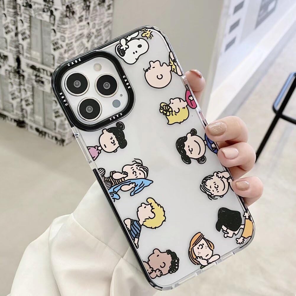 スヌーピー iPhone 14 用 ケース スマホケース 薄型【透明】 ソフトTPU バンパー アイフォン ケース レンズ保護 ワイヤレス充電対応 指紋防止 全機種対応