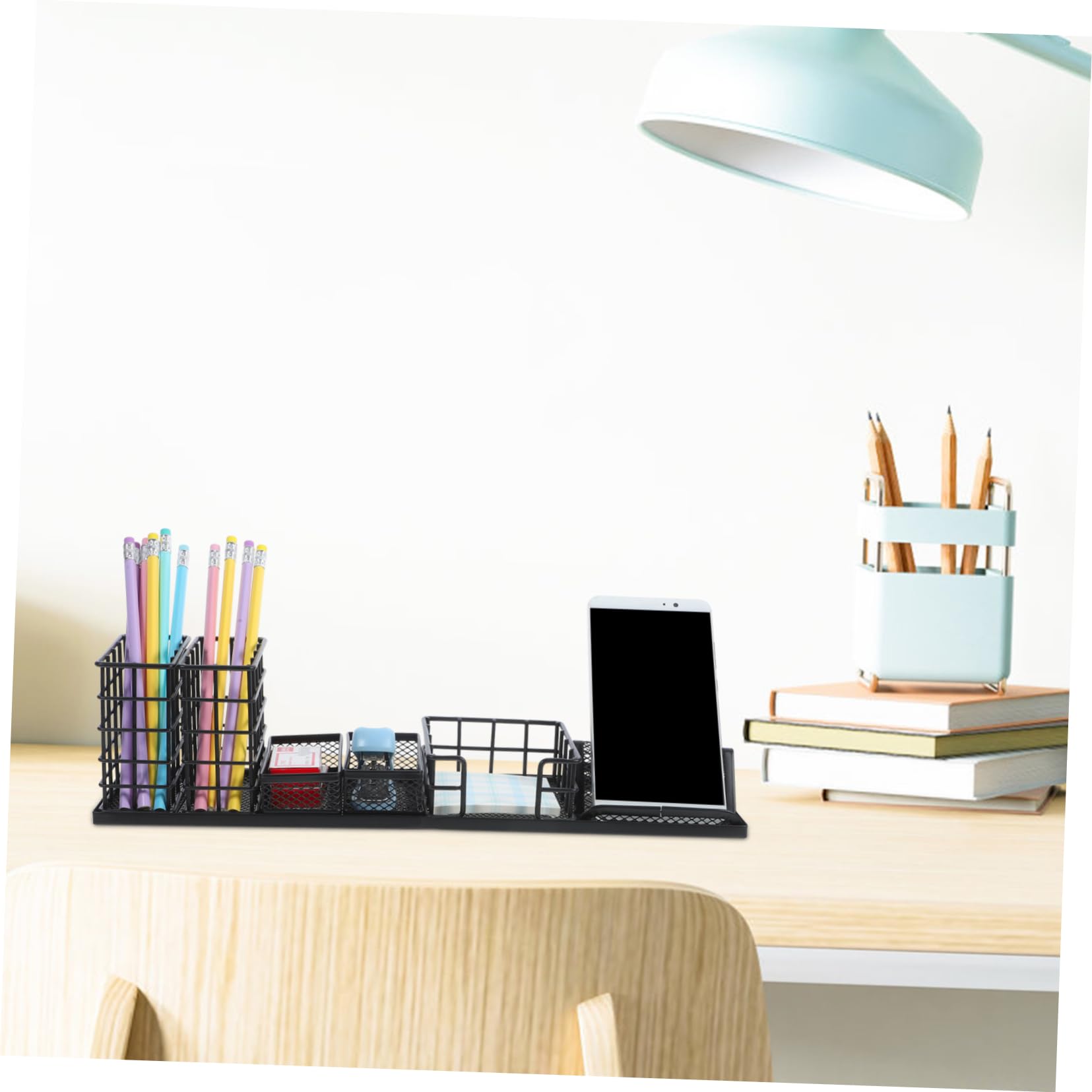 Set Di 7 Organizer Da Scrivania in Metallo Nero Per Cancelleria E Ufficio Con Organizer Da Scrivania Multi-griglia Per Trucchi