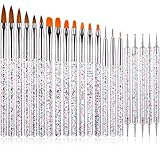 21 Pieces Acrylic Nail Art Brush Set UV Gel Nail Brush Nail Painting Brush Pen Nail Art Dotting Pen...