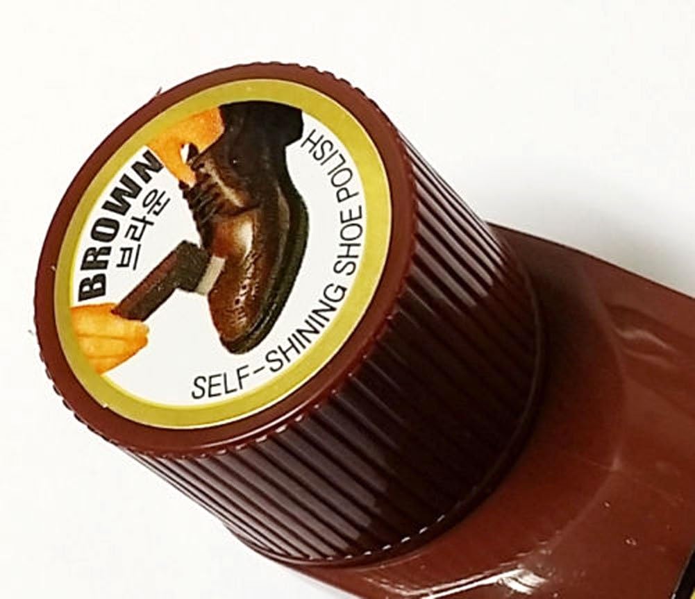 (Brown x 3 pcs) Kangaroo Liquid Shoe Polish Shines Leather Lanolin Nourishes Easy Self Care Gloss
