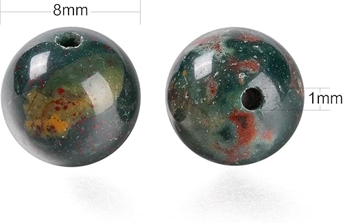 Miniatura 149 de BEEFLYING 100 cuentas de piedra de turmalina negra natural de 0.315 pulgadas (0.315 in), piedras preciosas redondas sueltas con hilo de cristal