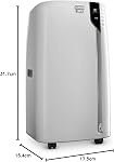 DeLonghi Portable Air Conditioner 14,000 BTU,cool extra large rooms up to 700 sqft,remote,energy saving mode,extremely quiet,dehumidifier,fan,programmable,window venting kit,AC Unit for room,EX390LVYN