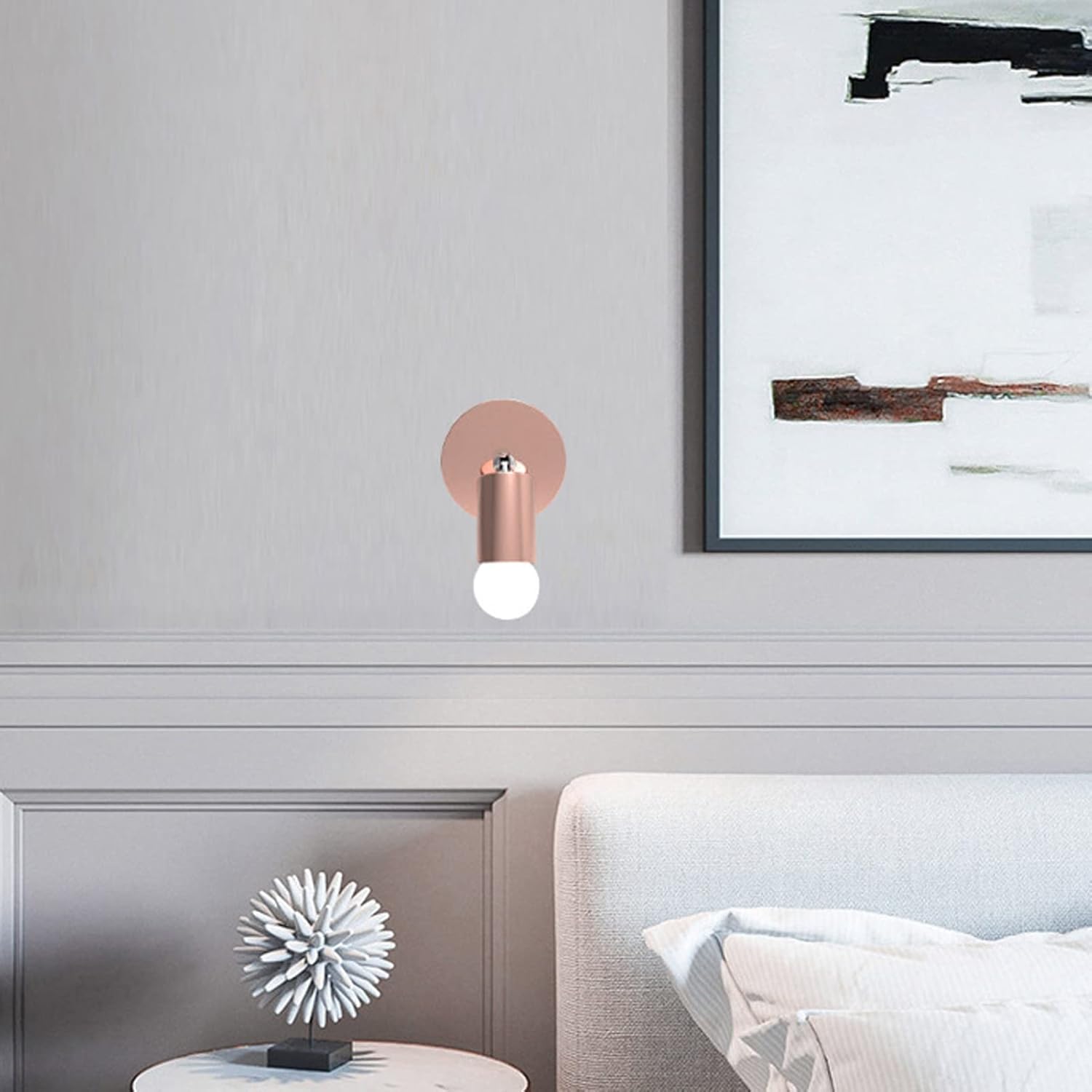 Haofy Vanity Lights for Bathroom, E27 E26 Wall Lamp Base 180 Degrees Up and Down Iron Decoration Bulb Socket for (Rose Gold)