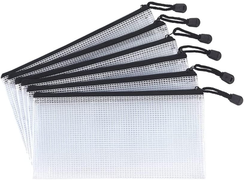 6pcs Zip File Bags,Mesh Zipper Pouch Document,Waterproof Zip File ...