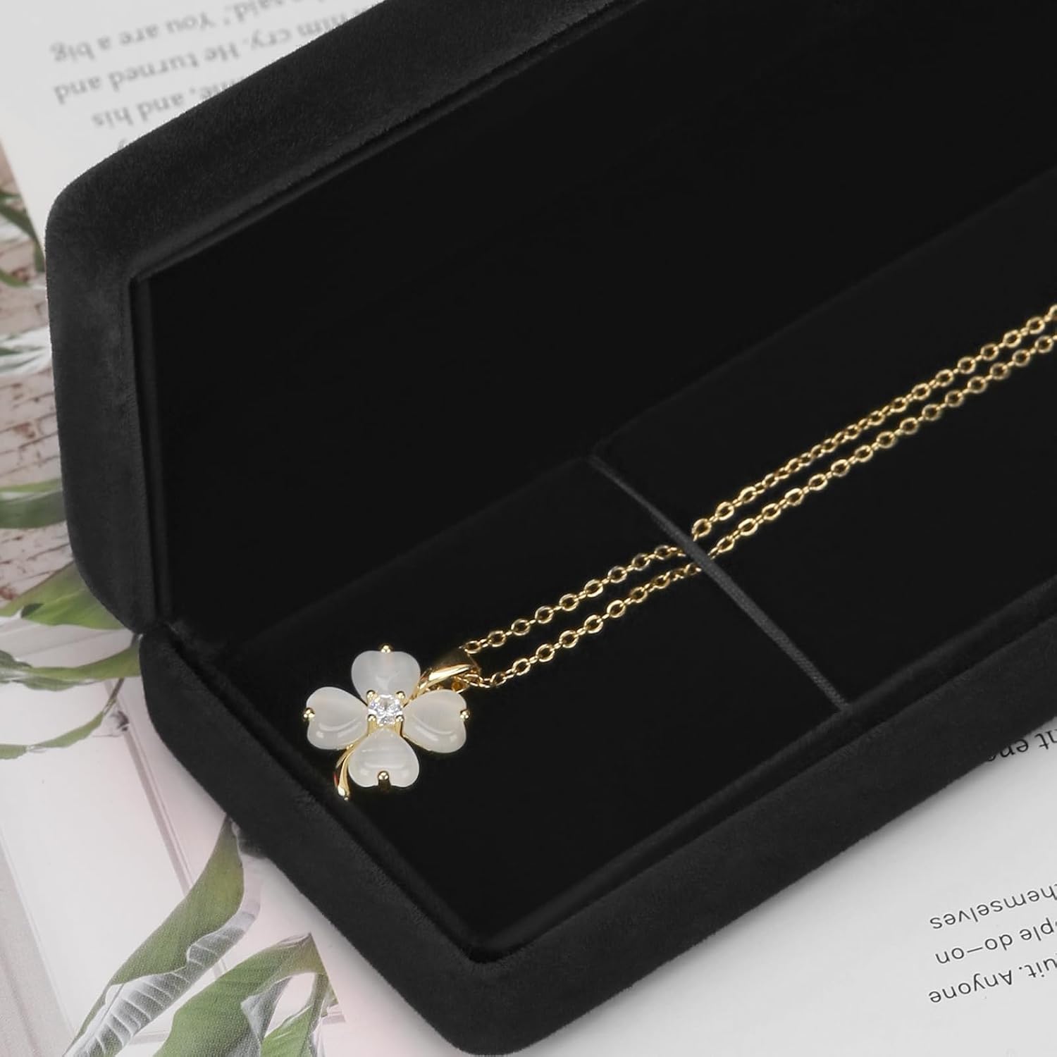 KUKUVR 2 Pcs Metal Velvet Necklace Long Jewellry Gift Box (Black) | Soft Lining, Bracelet Pendant Chain Organizer Holder for Women, for Wedding Engagement Birthday