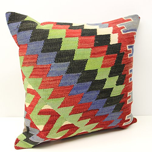 Kilimwarehouse Throw Pillow Cover 20x20 inch (50x50 cm) Retro Pillow Living Room Kilim Pillow Cover Novelty Home Decor Handmade Kilim Cushion Cover Decorative Pillow