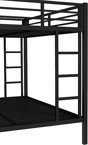 Miniatura 8 de Bellemave Litera individual XL sobre tamaño Queen con escaleras, marco de literas de metal con barandillas de longitud completa, litera resistente