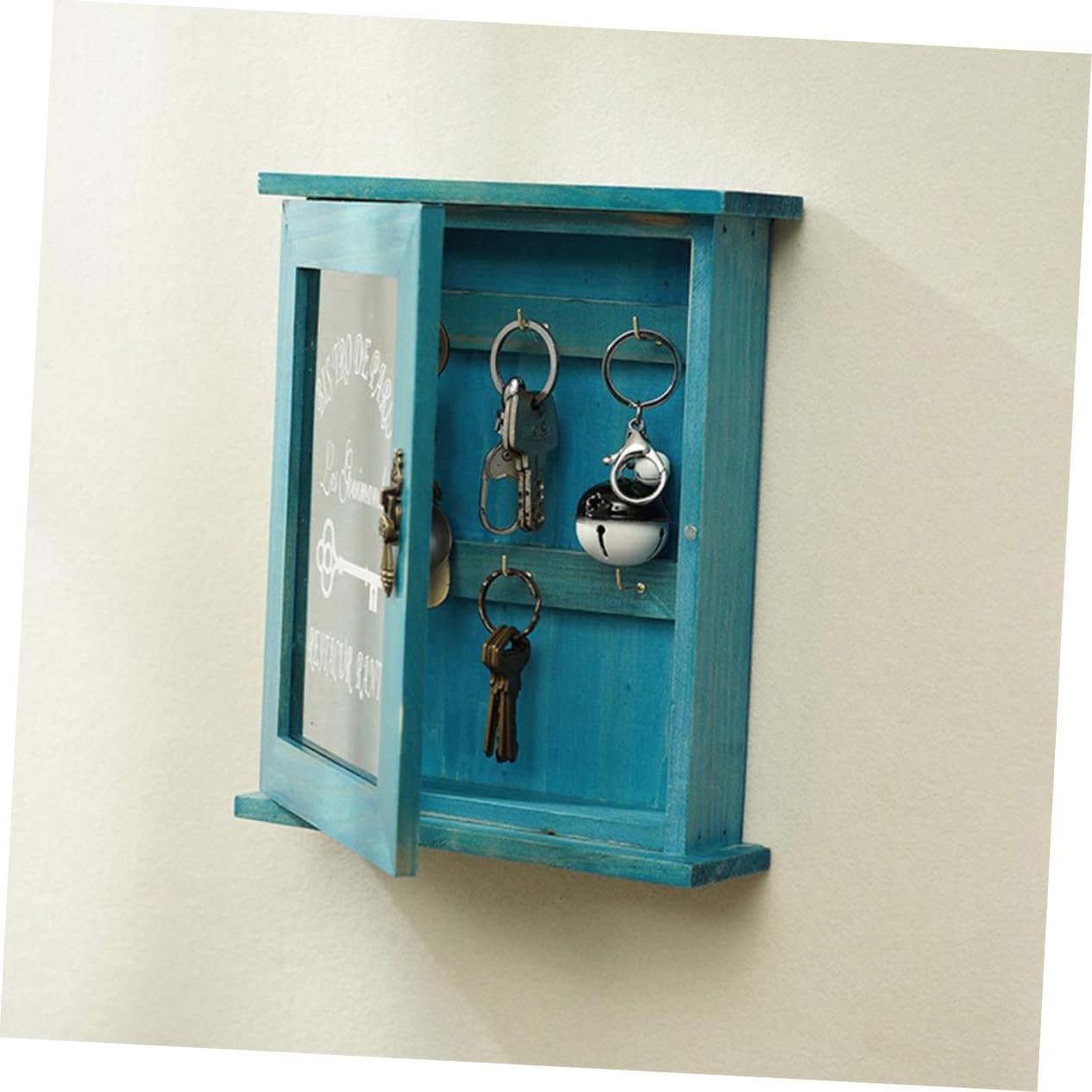 EXCEART 1 Caja Caja de Almacenamiento de Llaves Ganchos para gabinetes de Cocina Llavero rústico para Pared decoración compartimientos de almacenaje Adorno de la Puerta de Entrada Familiar